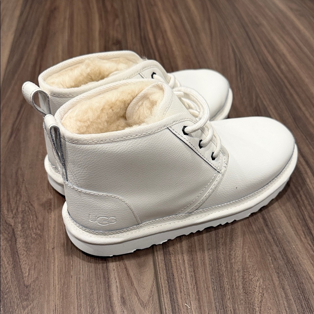 UGG Cream Leather Lace-Up Boots